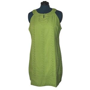 GLOBAL CHIC COTTON LIME GREEN EYELET, LINED DRESS SIZE XL